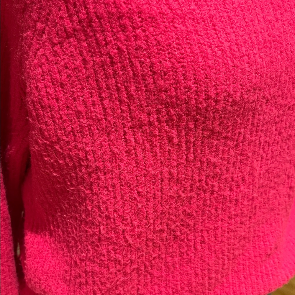 Halogen bright Pink ribbed mock neck fuzzy sweater size XS-M - Picture 4 of 13